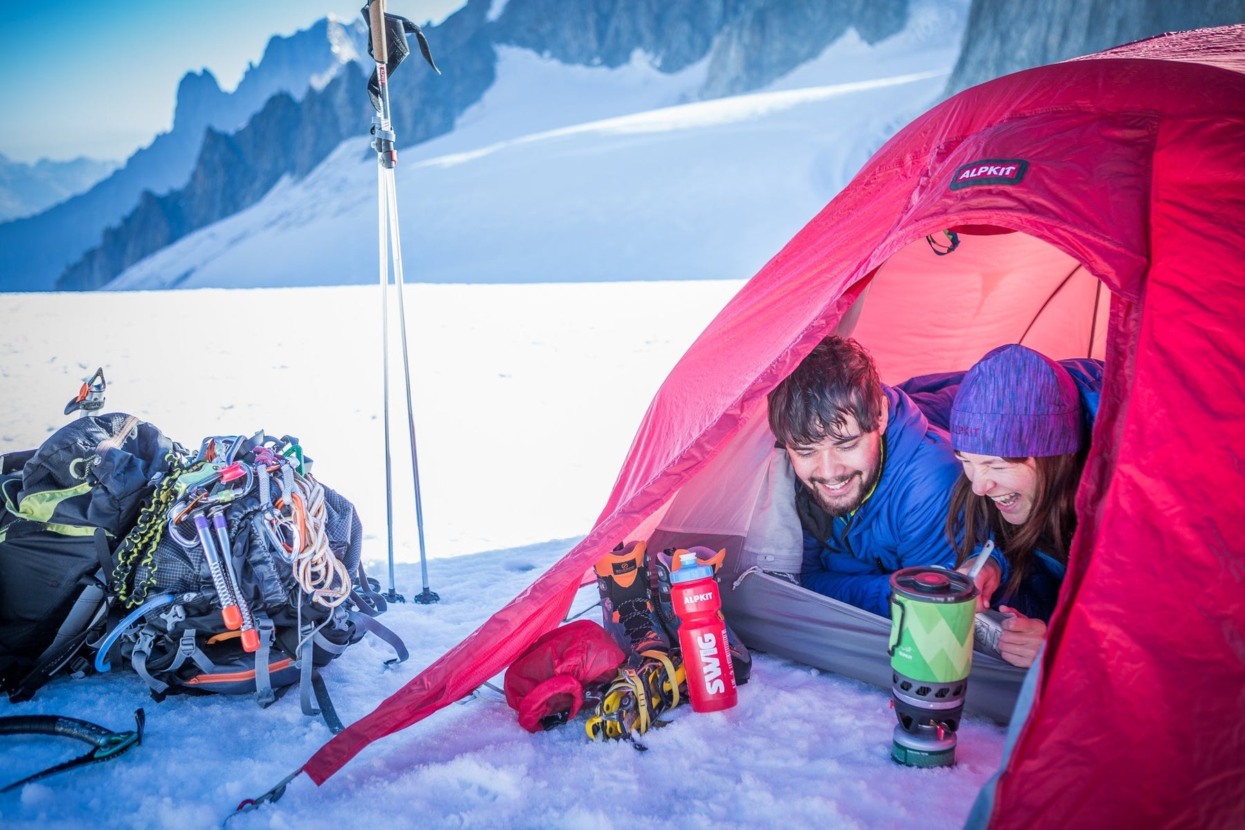Camping on Mont Blanc with down sleeping bags