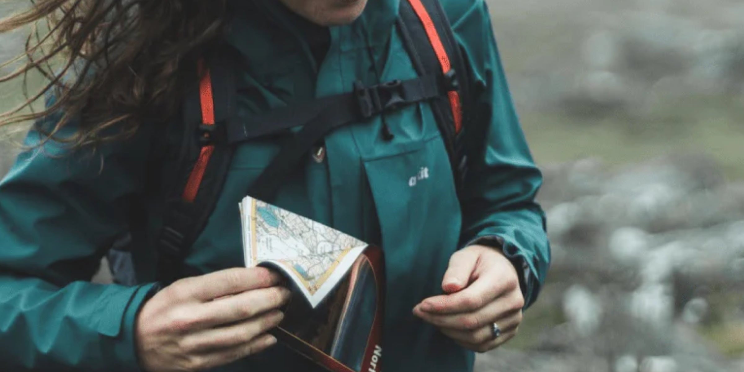 Womens hillwalking waterproof with map pocket