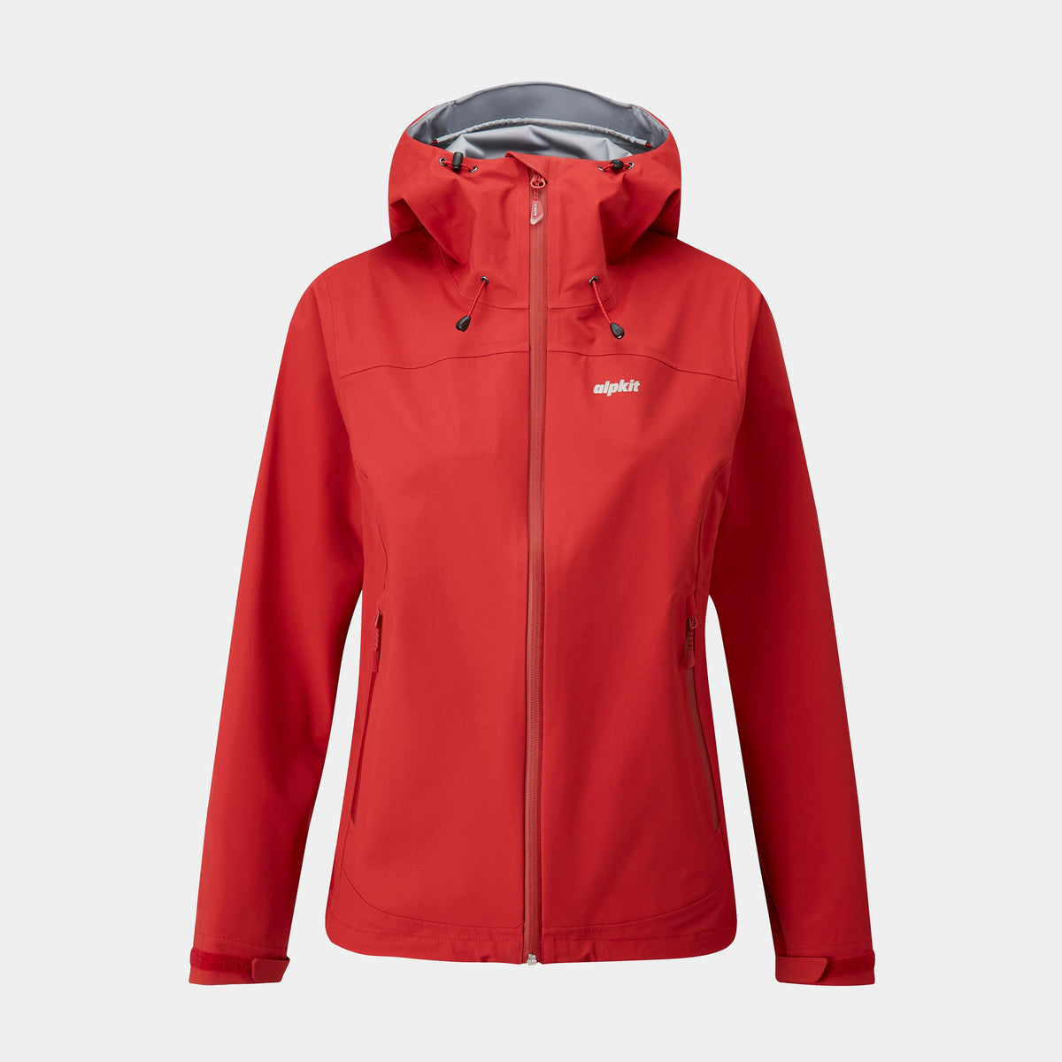 alpkit womens balance waterproof jacket in chipotle red