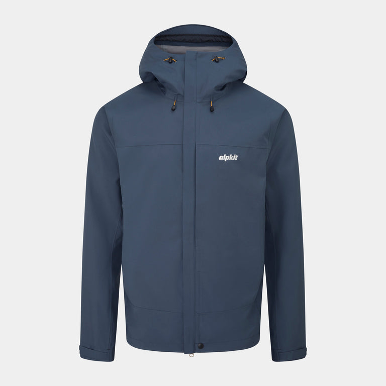 alpkit mens fortitude waterproof jacket in thunder grey - closed