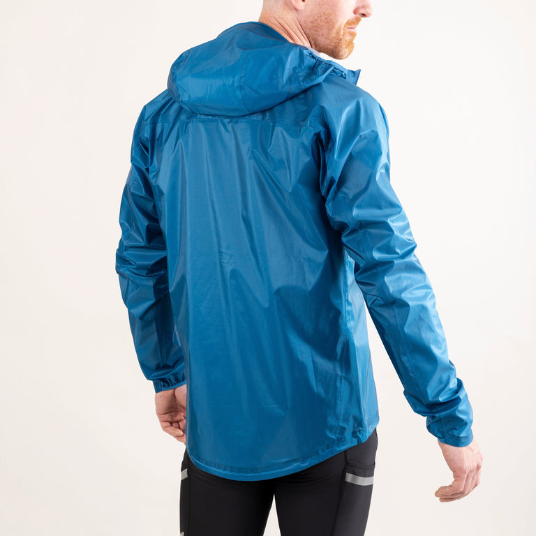 alpkit mens gravitas trail running fell running jacket in reef blue back