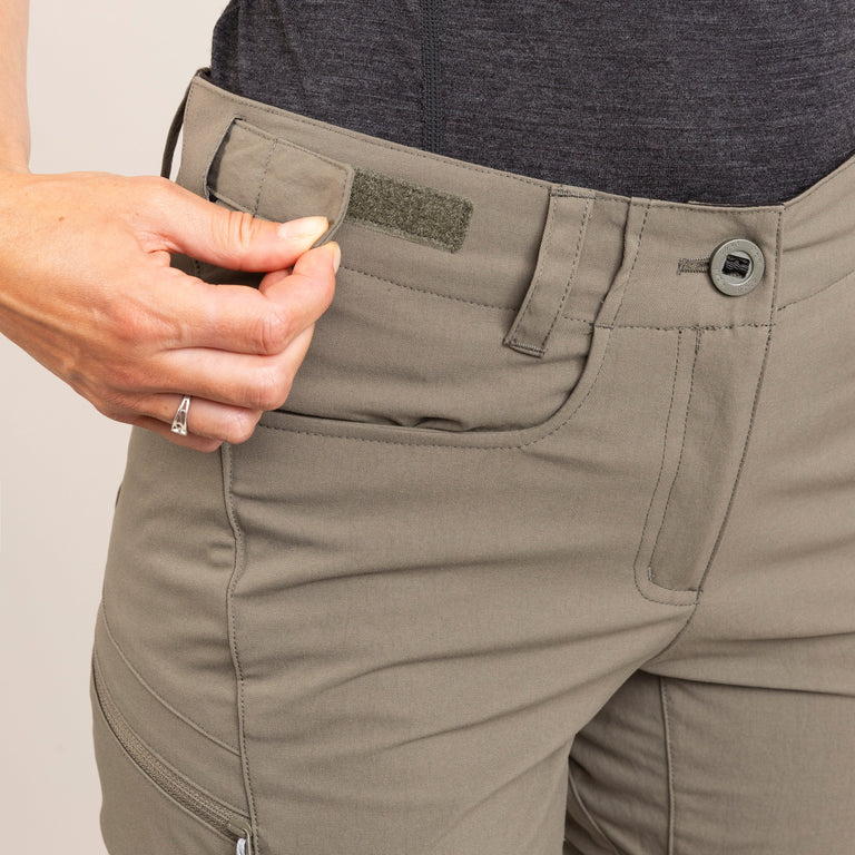 alpkit womens arnison pants in mortar waistband adjustment