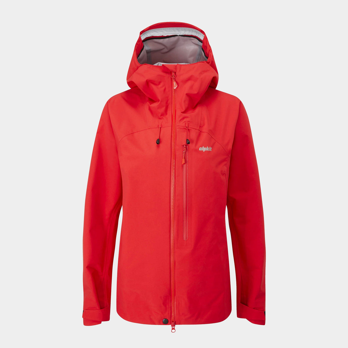Alpkit women's Definition mountaineering waterproof jacket in Chilli red - closed