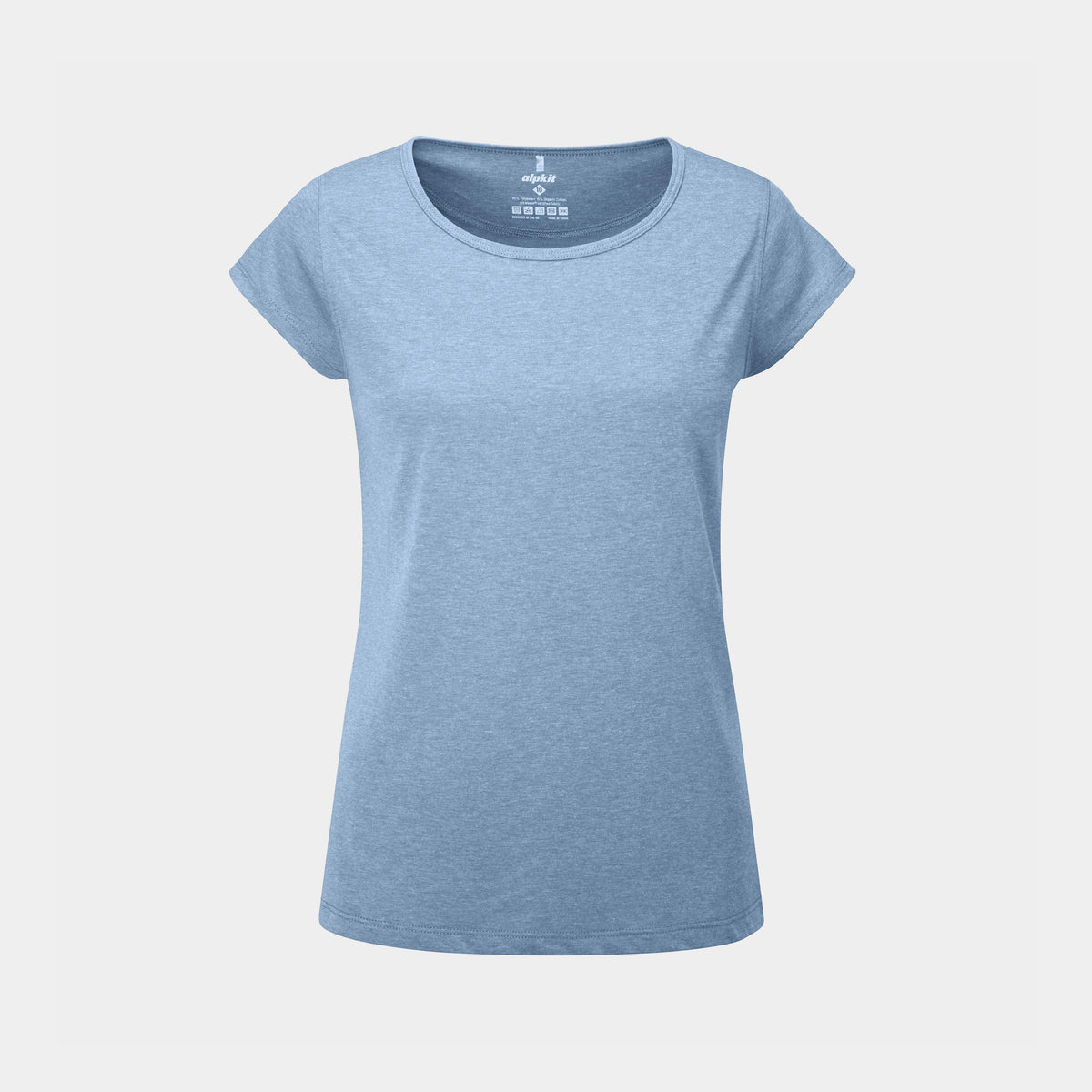 womens Alpkit picu tee in easy blue - closed