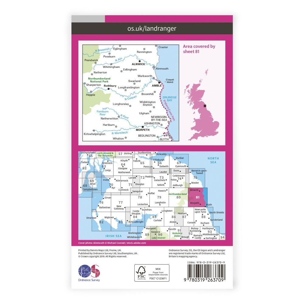 OS Landranger / Alnwick, Morpeth