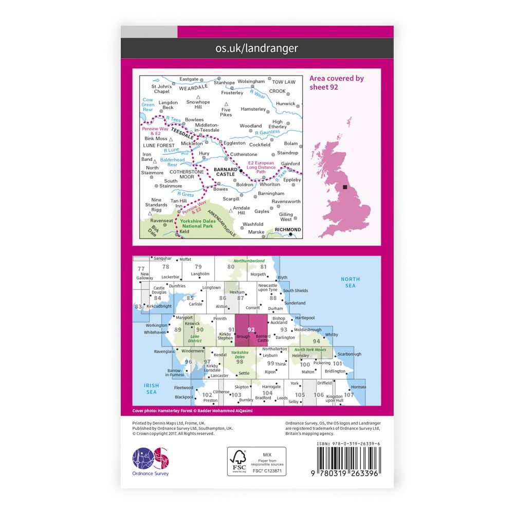 OS Landranger / Barnard Castle & Richmond