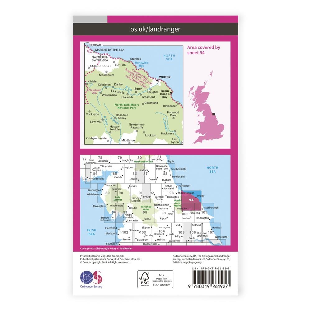 OS Landranger / Whitby & Esk Dale
