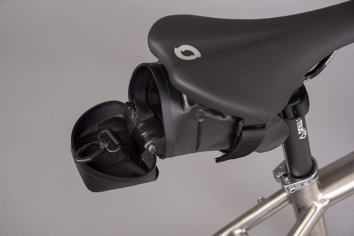 Alpkit bato waterproof saddlebag in black inside