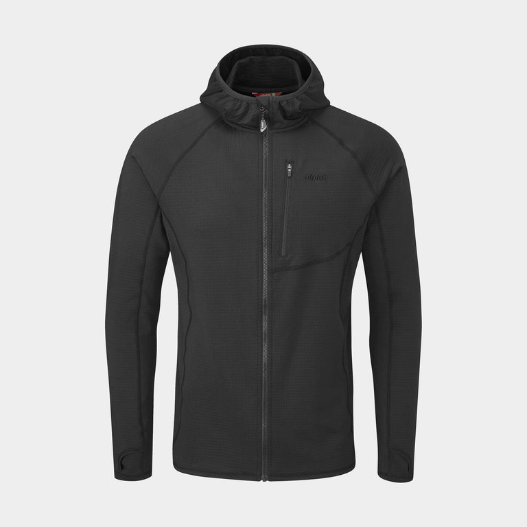 Alpkit Griffon men's hooded fleece in Black - closed