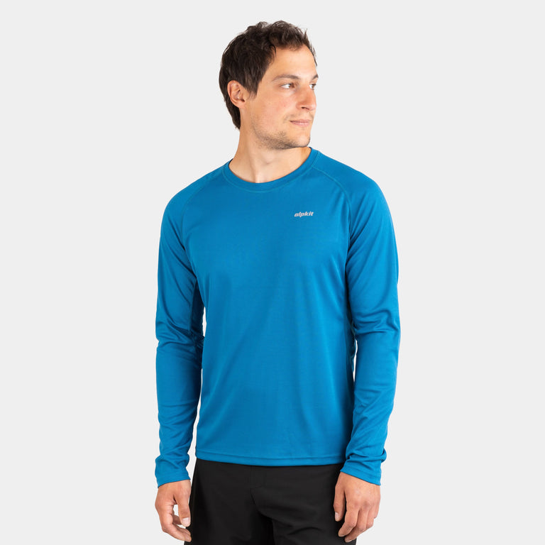 alpkit mens koulin trail tee long sleeve base layer in reef blue