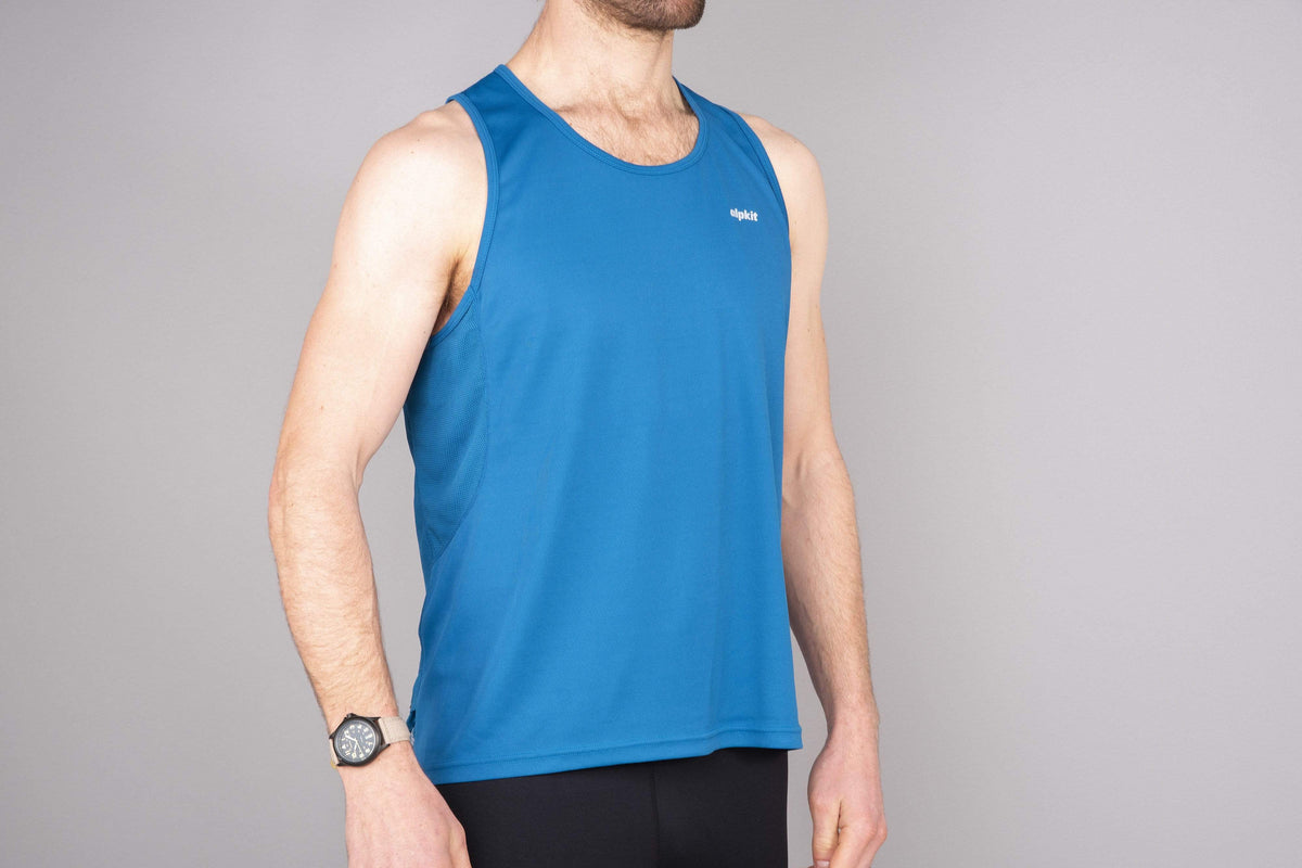 mens alpkit koulin trail vest baselayer in reef front