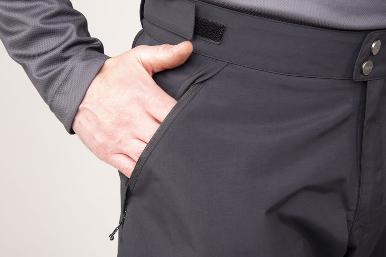 alpkit mens nimbus waterproof mountain bike shorts in black pocket