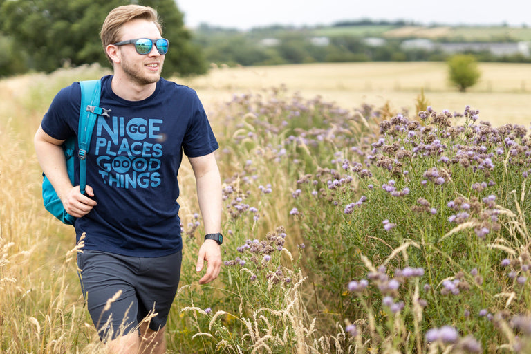 go nice place do good things t-shirt in french navy - closed