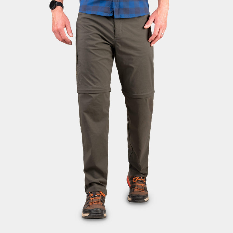 alpkit mens teleki zip off trousers in kelp green|pm