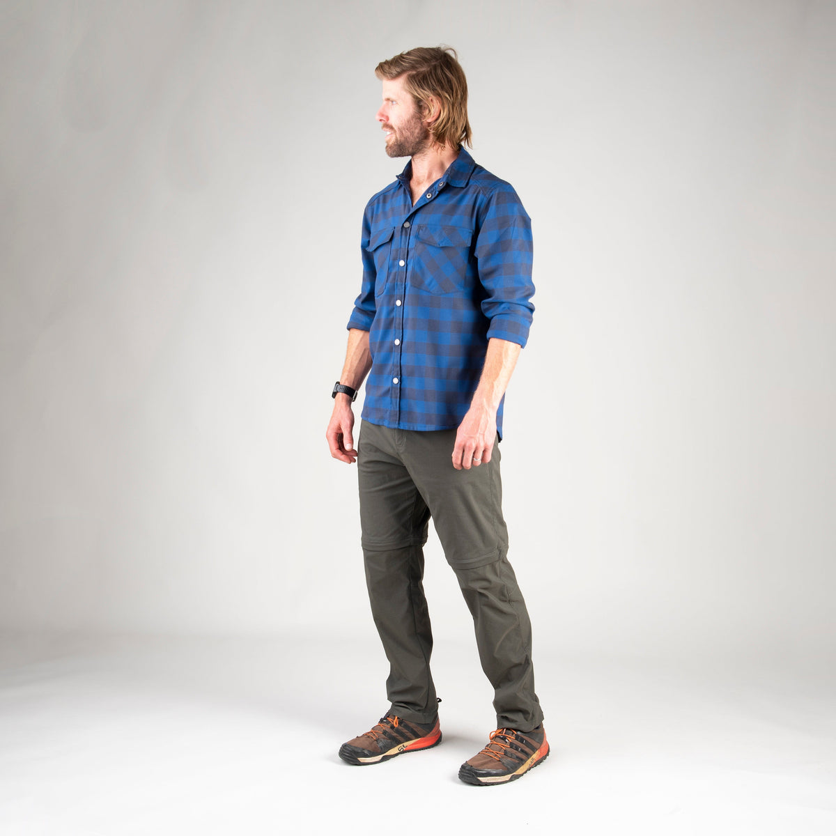 alpkit mens teleki zip off trousers in kelp green outfit|pm