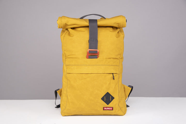 Alpkit tyrol wax cotton pack in mustard front - closed
