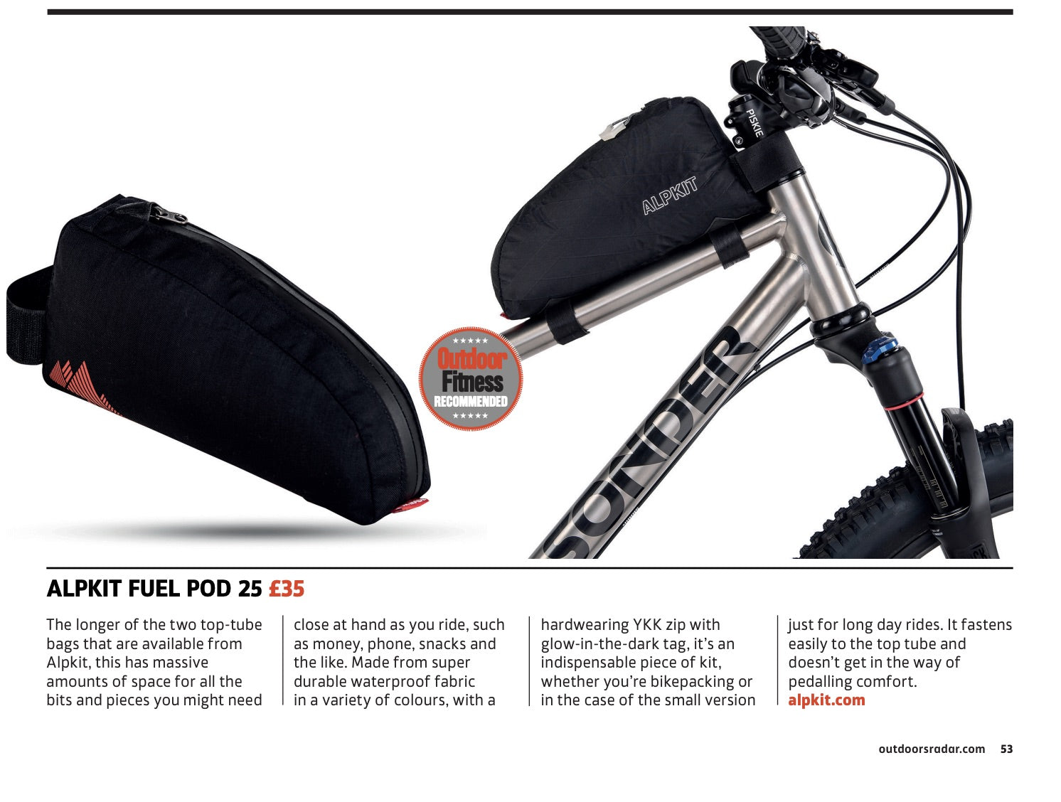 The Fuel pod 35 is awarded a Outdoor Fitness 5 star recommended review