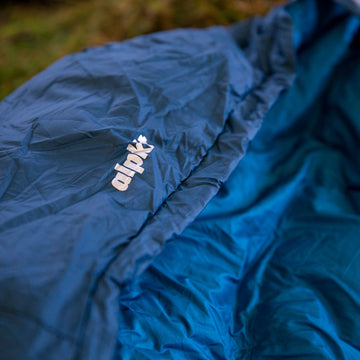 Camper preparing his sleeping bag