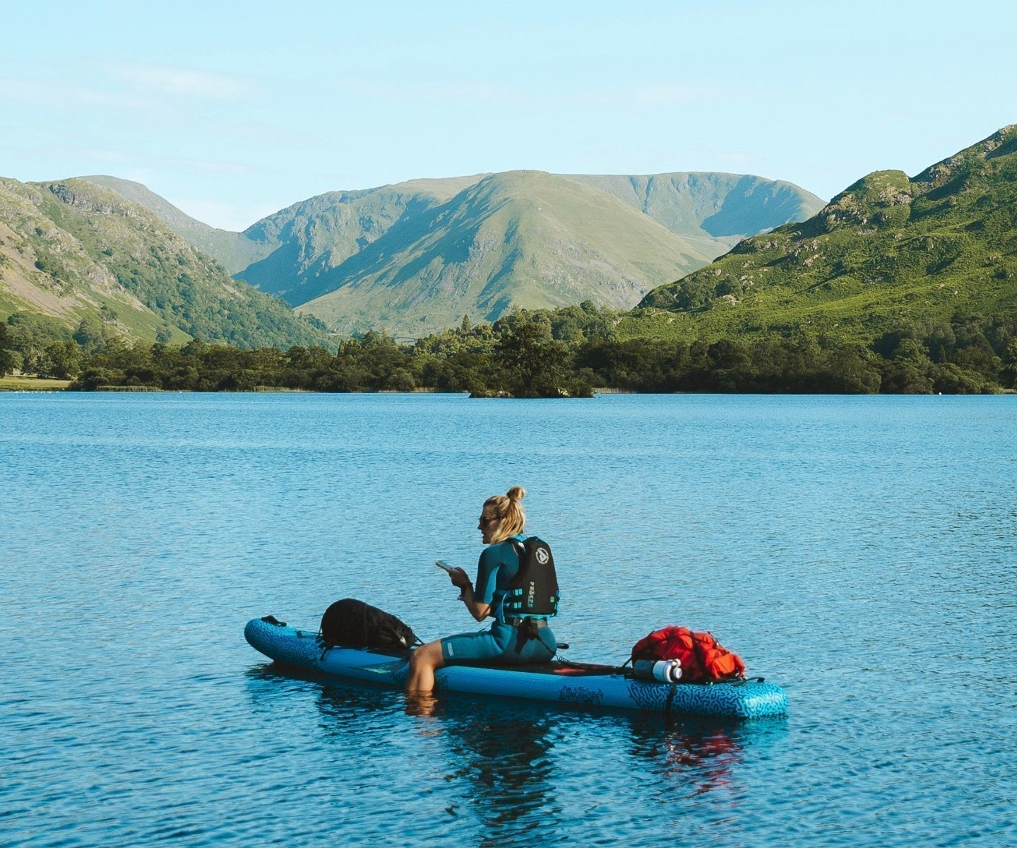 Paddleboarding on a lake