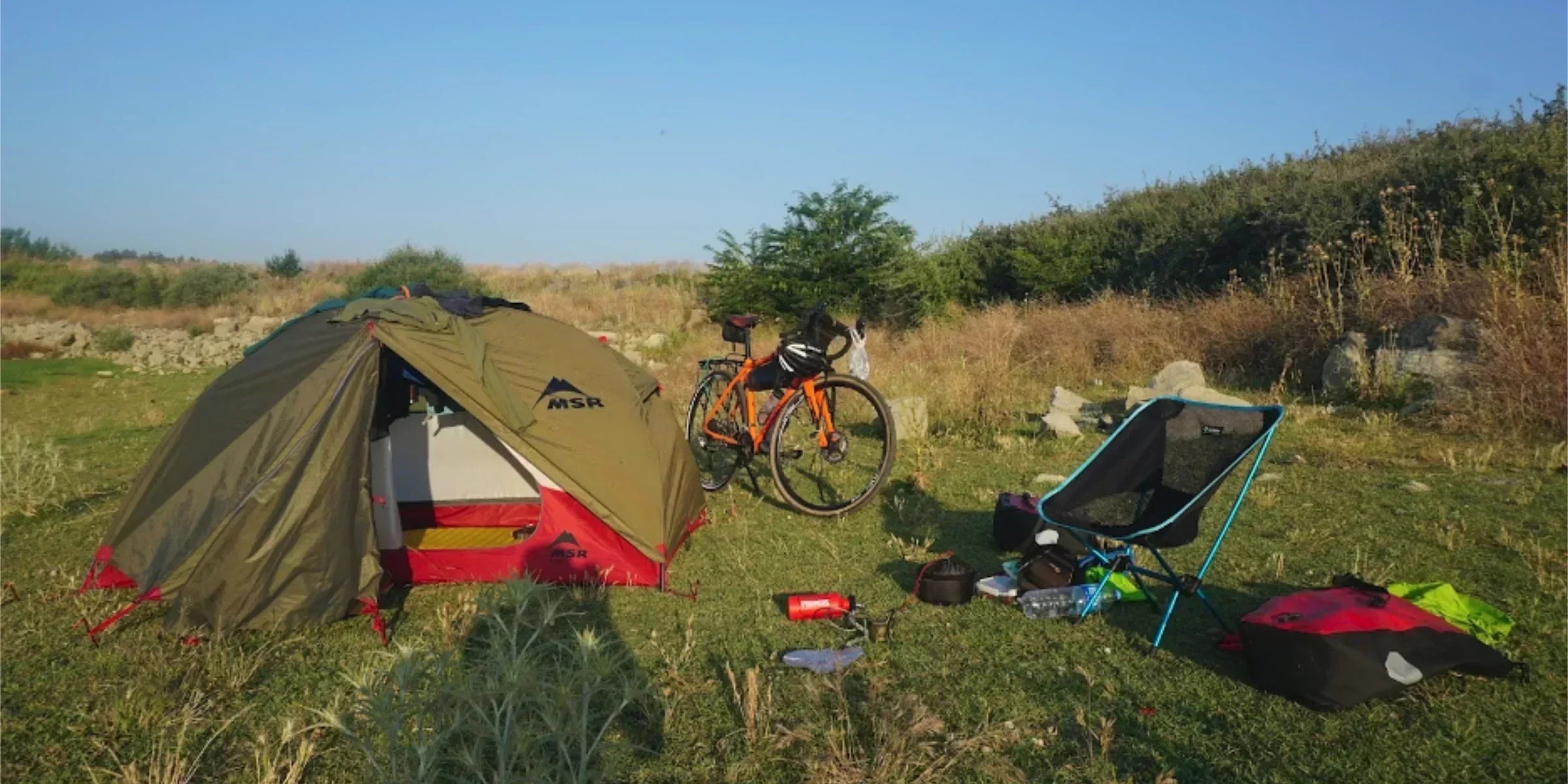 Bike touring with tent