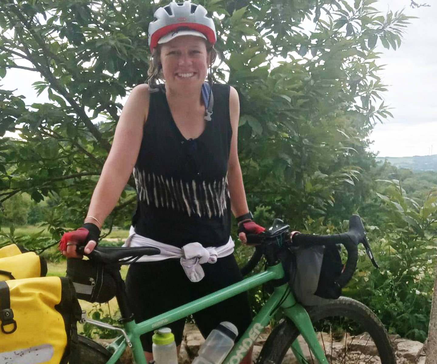 Cyclist with gravel bike