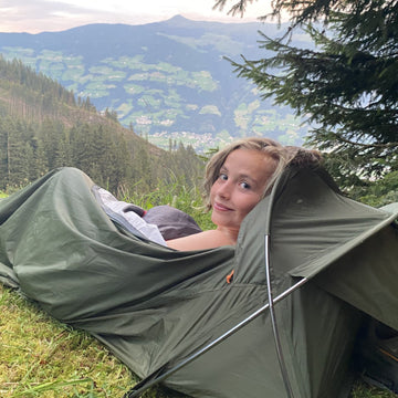 Winter camping in the mountains