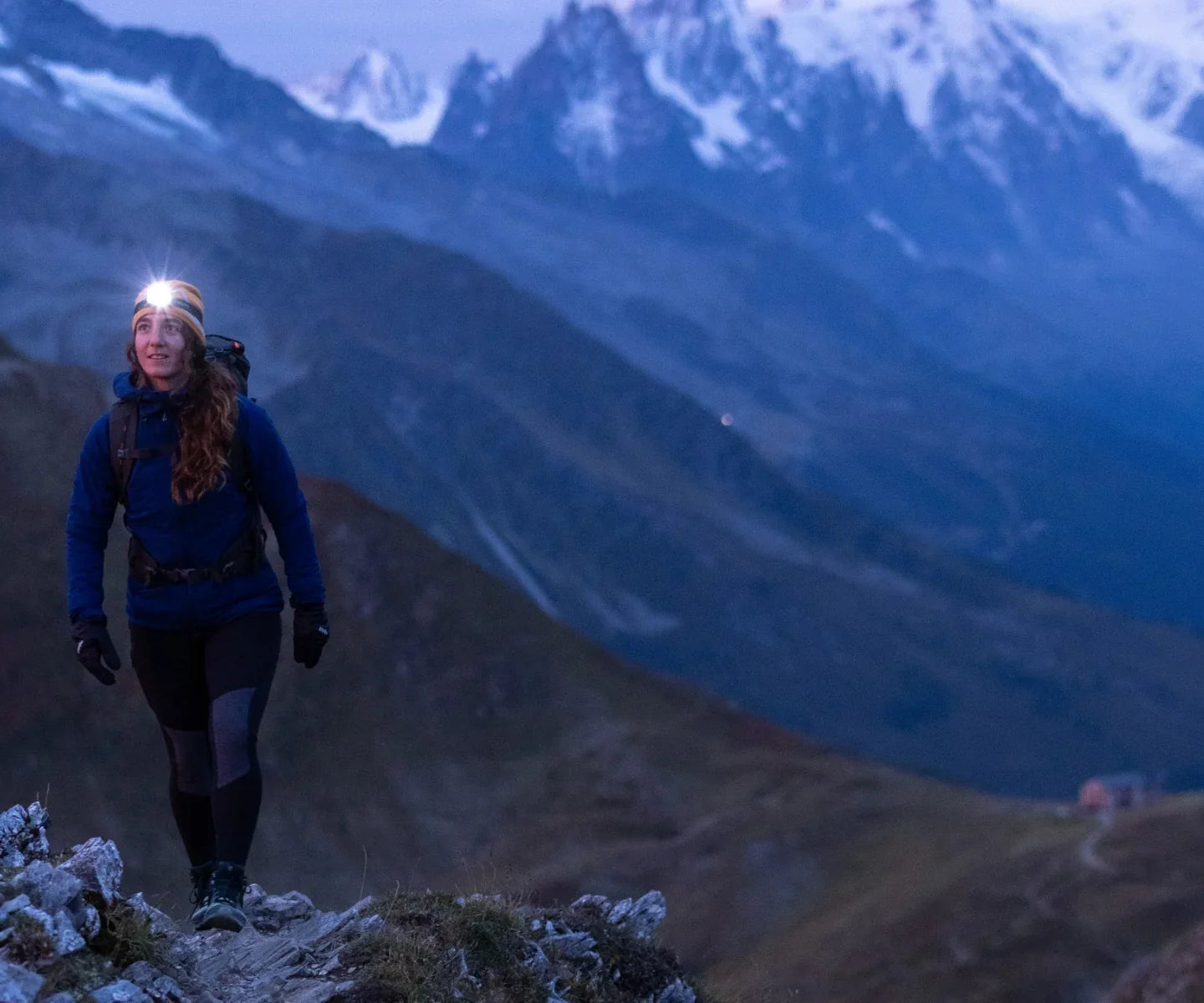 Hiking with a head torch in alpine light