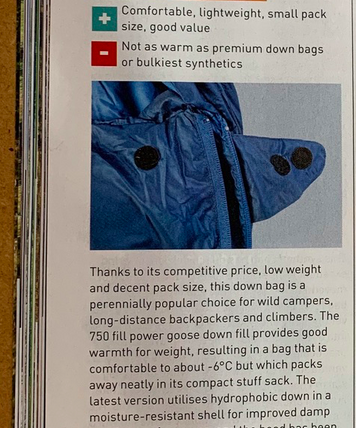 Trail Magazine Review Pipedream 400 down sleeping bag