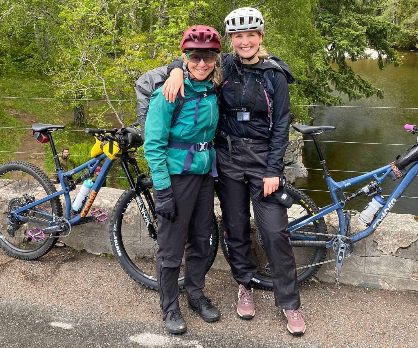 Female bikepackers in the Cairngorms