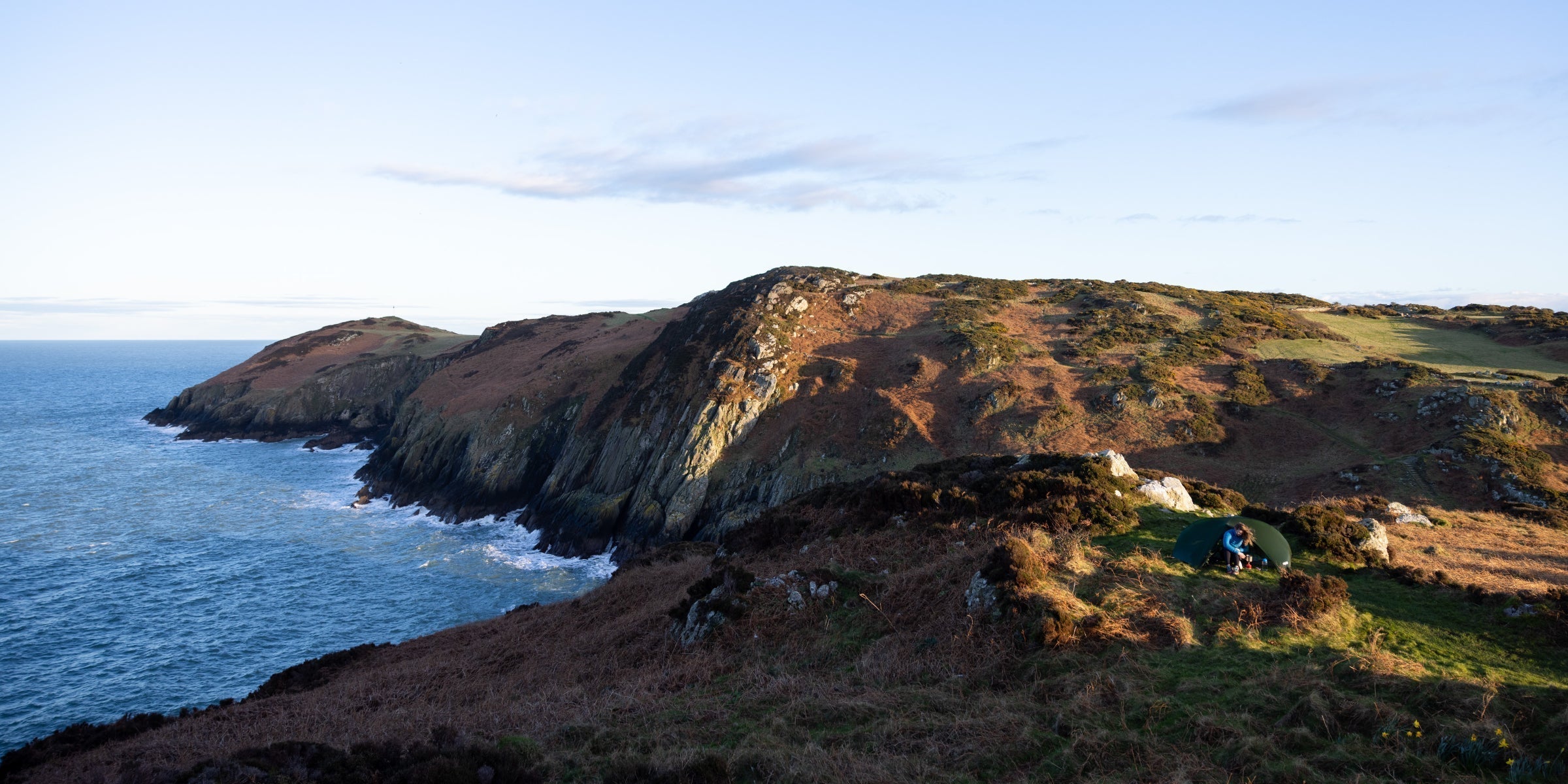 Wild camping on a cliff top