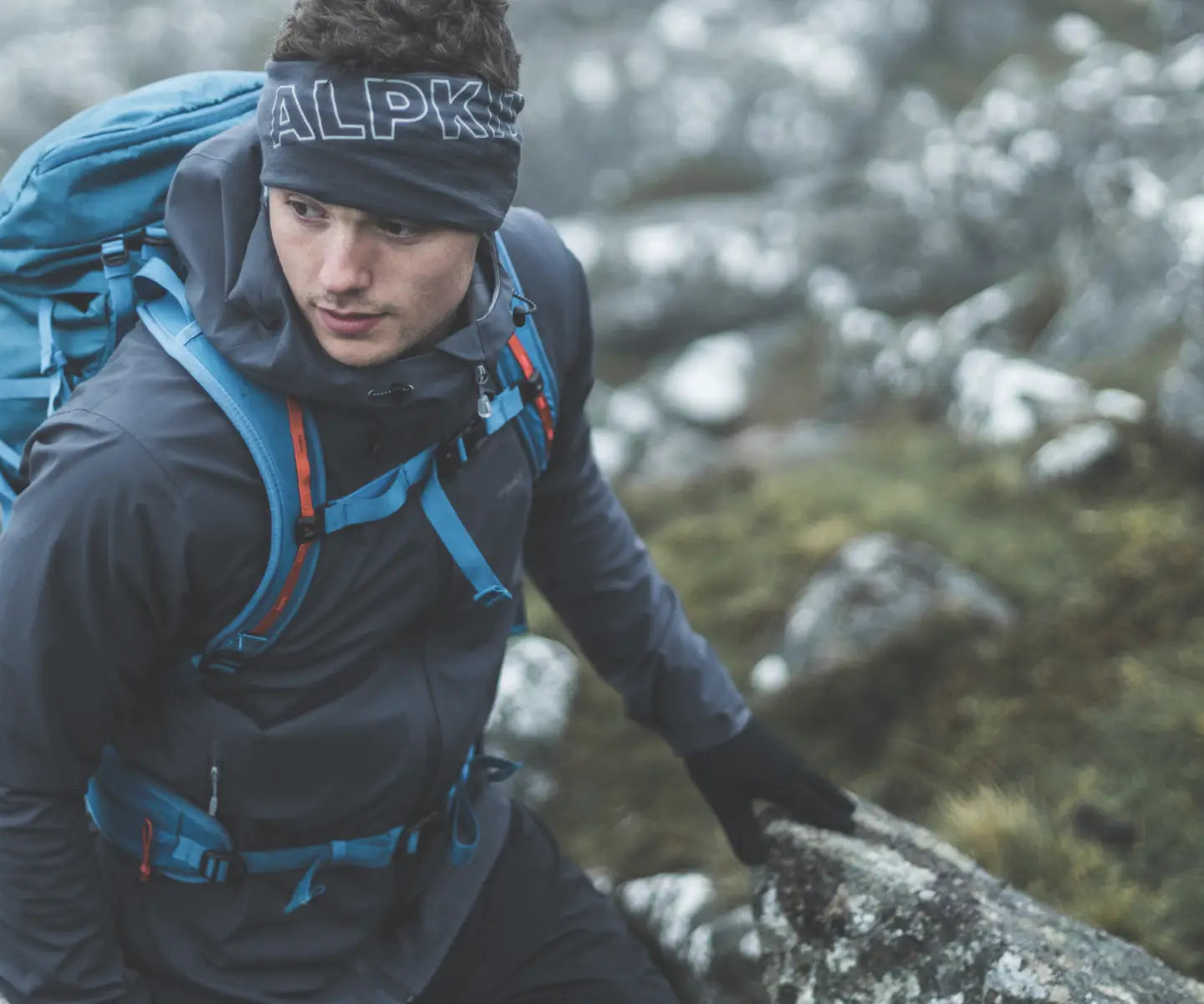 Hiking with a rucksack in the mountains