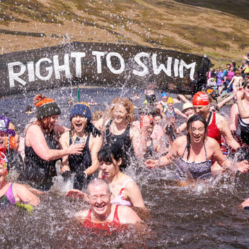 Wild swimmers about to enter the water