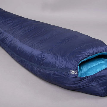 Camper preparing his sleeping bag