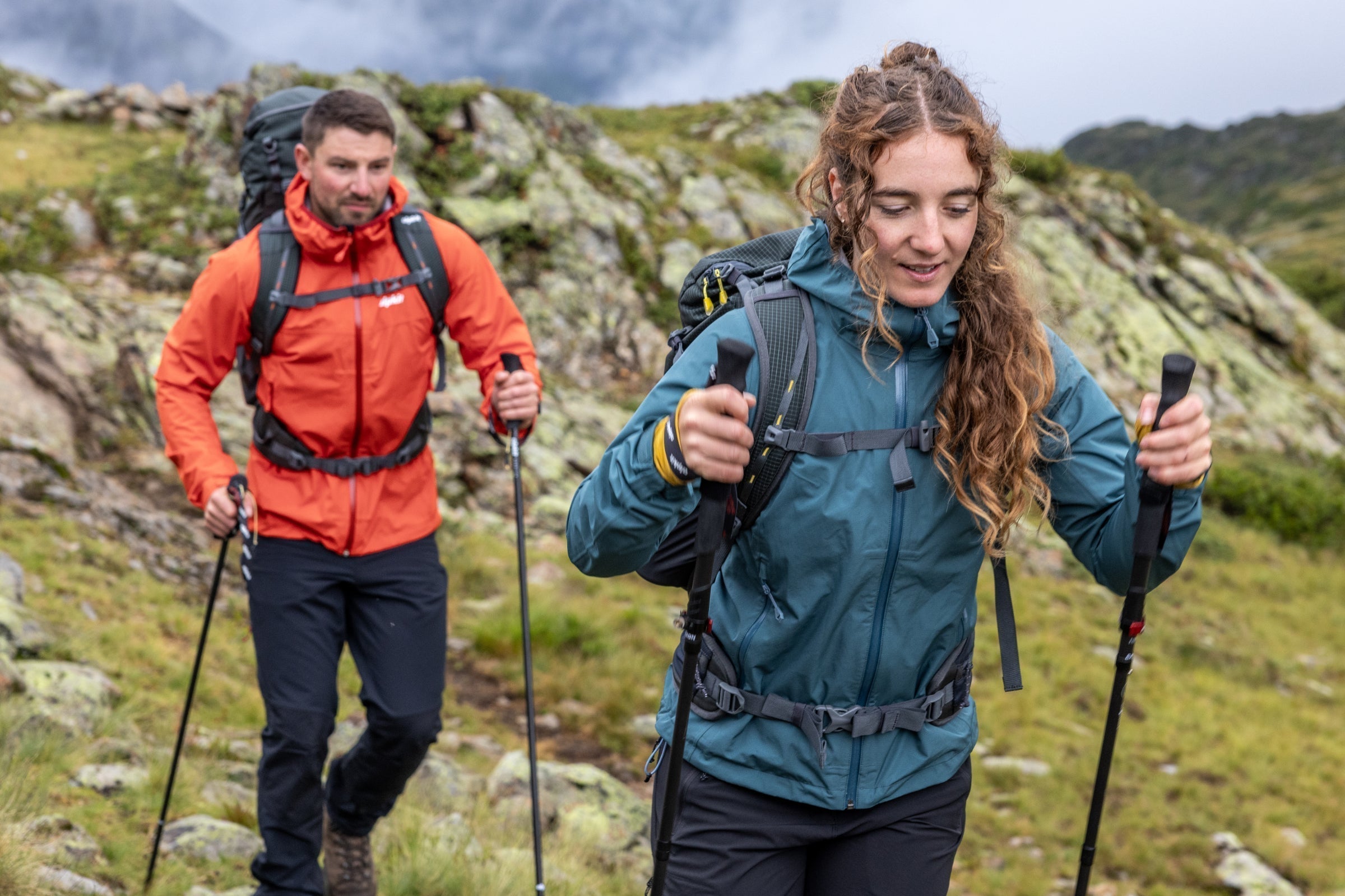 Hillwalkers walking in the rain