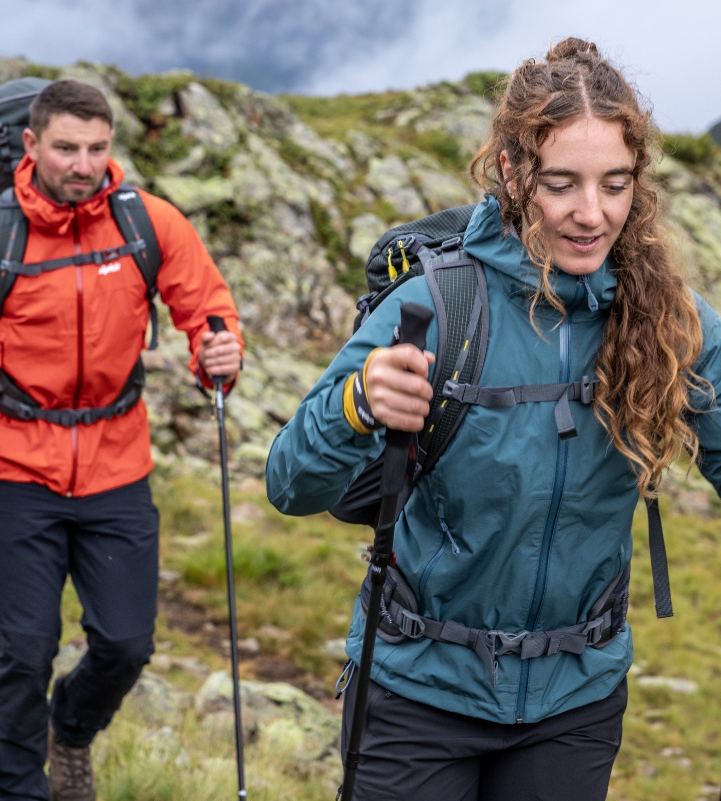 Hillwalkers walking in the rain