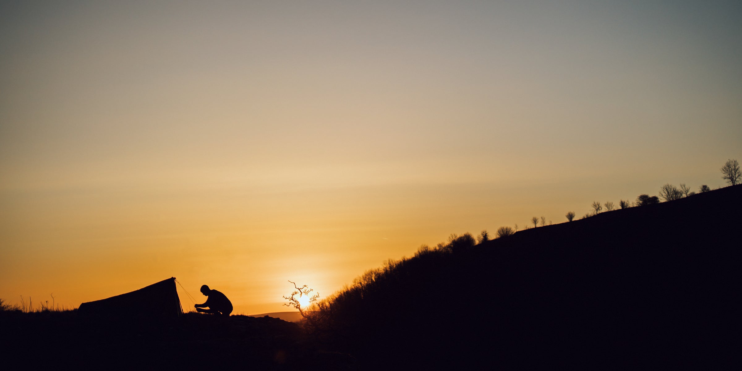 Sun rises over a Springtime bivvy