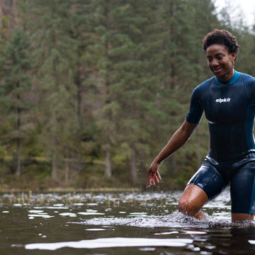 Swimmer wearing a Yulex wetsuit
