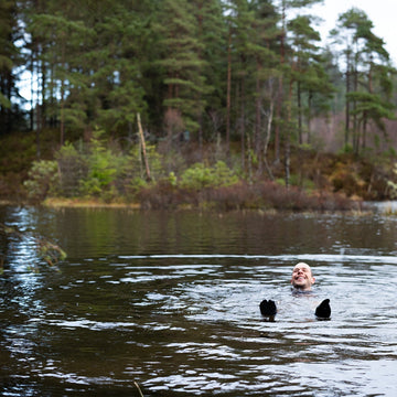 Wild swimmers about to enter the water