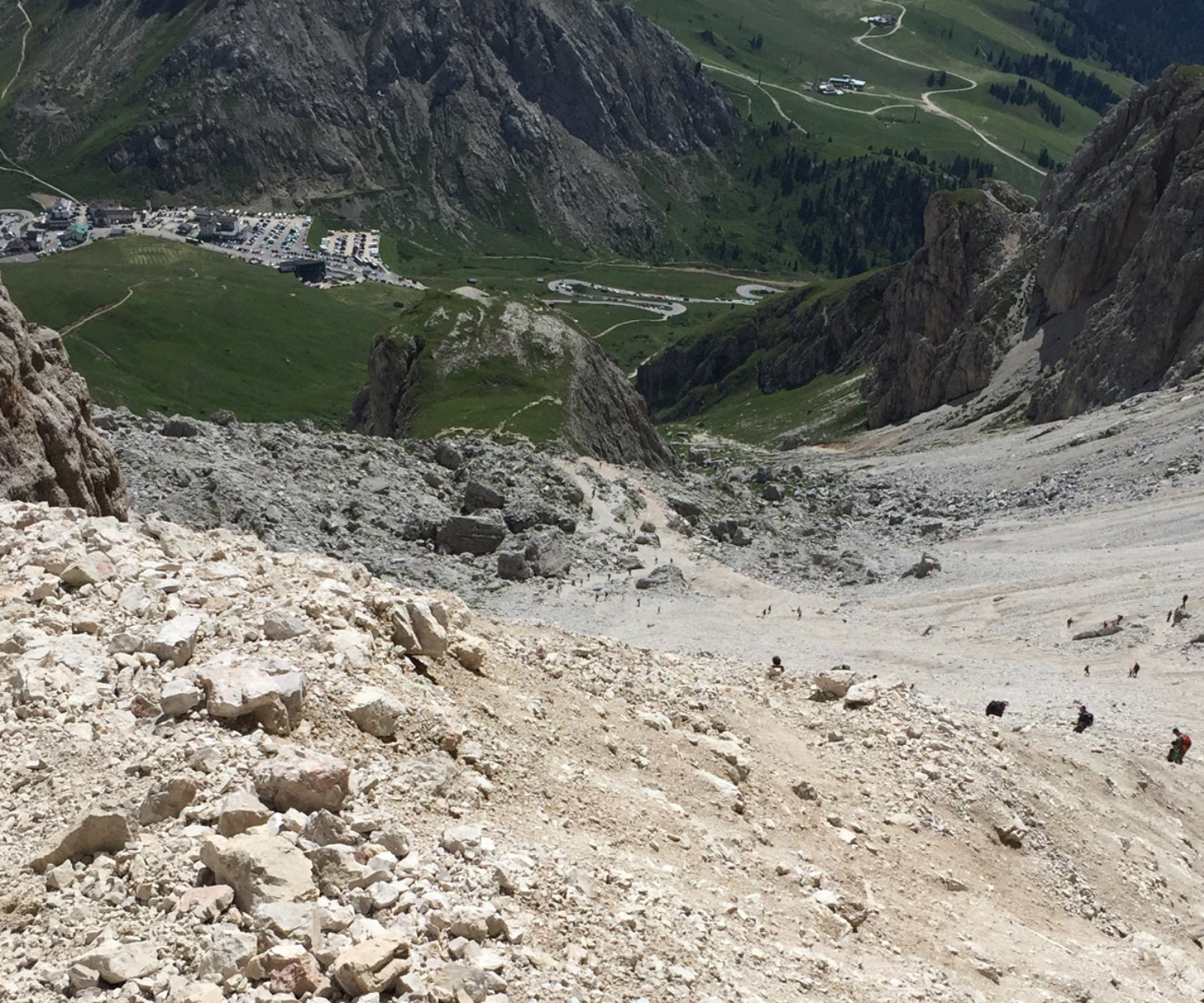 Using trekking poles on steep Alpine terrain