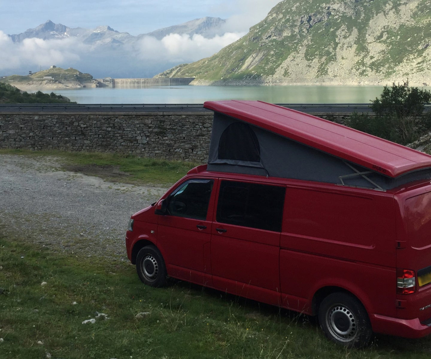Van camping in an Alpine Trekking holiday
