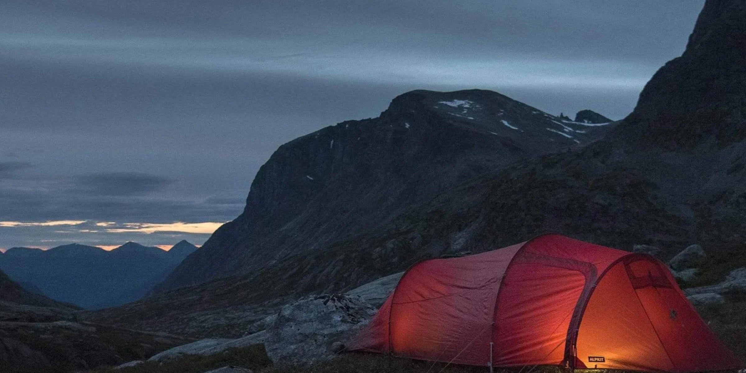 Tunnel tent wildcamping in the mountains