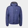 alpkit mens filoment hoody down jacket in nemo blue - closed