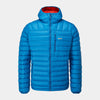 alpkit mens filoment hoody down jacket in reef blue - closed