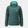 womens alpkit filoment hoody down jacket in forest green