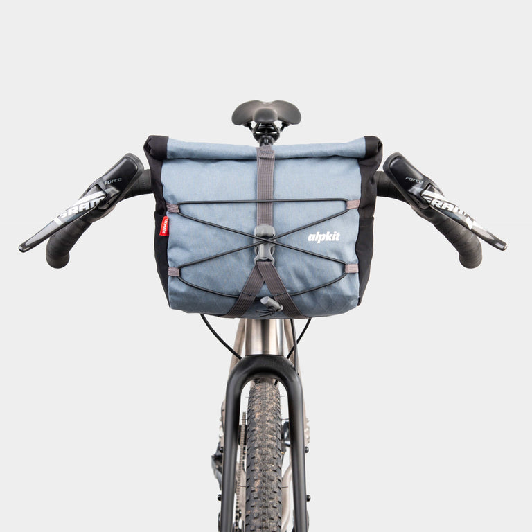 alpkit gravel bag handlebar bag for drop bars in storm grey - closed