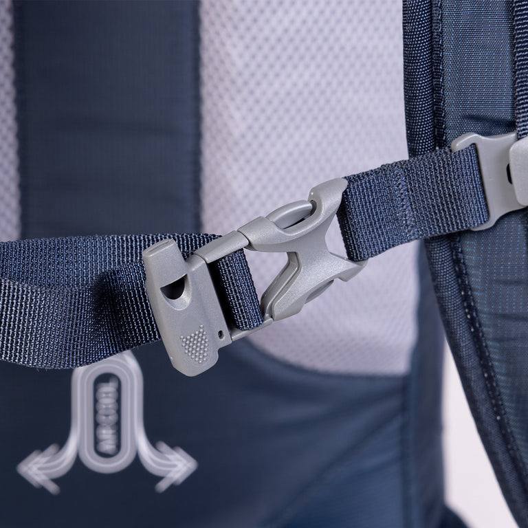 ledge walking backpeck chest belt with integrated whistle