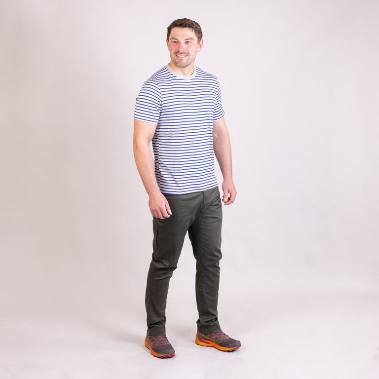 alpkit mens hauling bamboo striped tee outfit