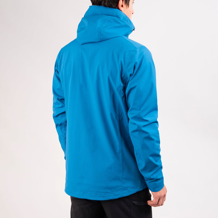 alpkit mens balance waterproof jacket in reef blue back|sl