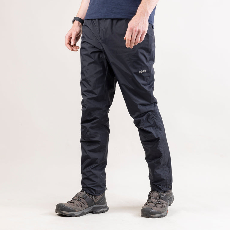 alpkit mens cloudburst waterproof overtrouser in black front