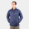 alpkit mens filoment smock recycled down jacket in outer space blue | Harry is 5'11"